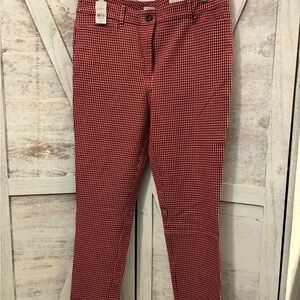 LOFT Red and White Plaid skinny Pants